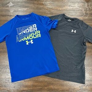 Under Armour Kids' Blue and Charcoal Short Sleeve Tees - Size YM